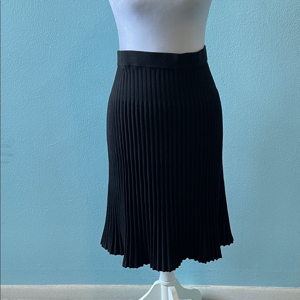 Ann Taylor Black Pleated Midi Skirt